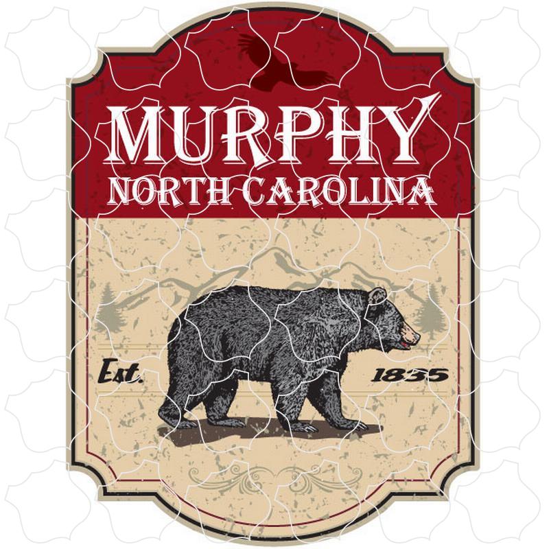 Murphy NC Red Sign with Bear Vertical