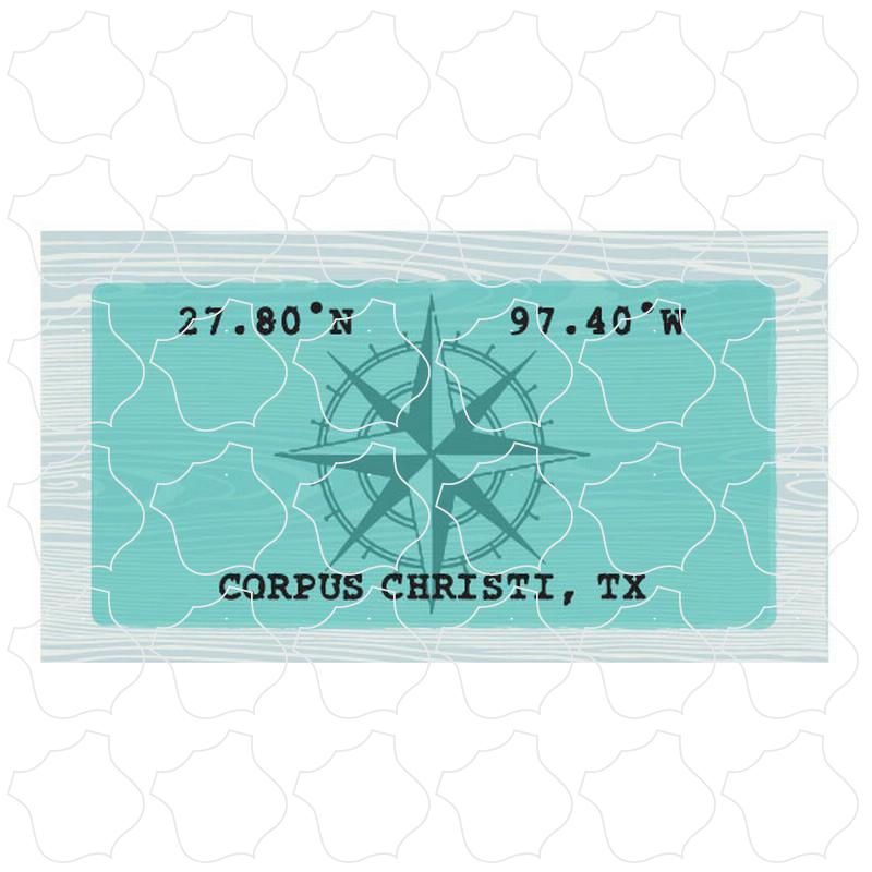 Corpus Christi, TX Latitude & Longitude Blue Sign