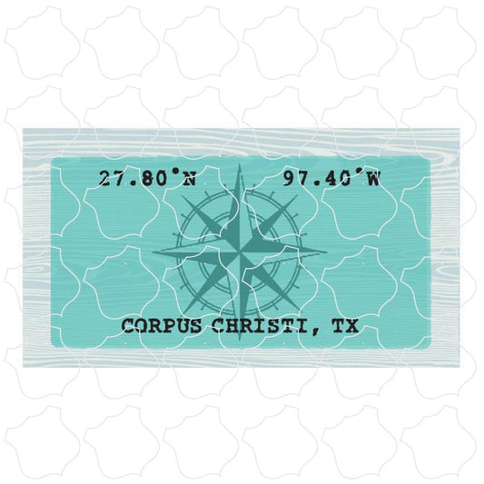 Corpus Christi, TX Latitude & Longitude Blue Sign