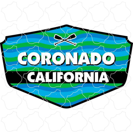 Coronado, CA Blue & Green Wavy Shield