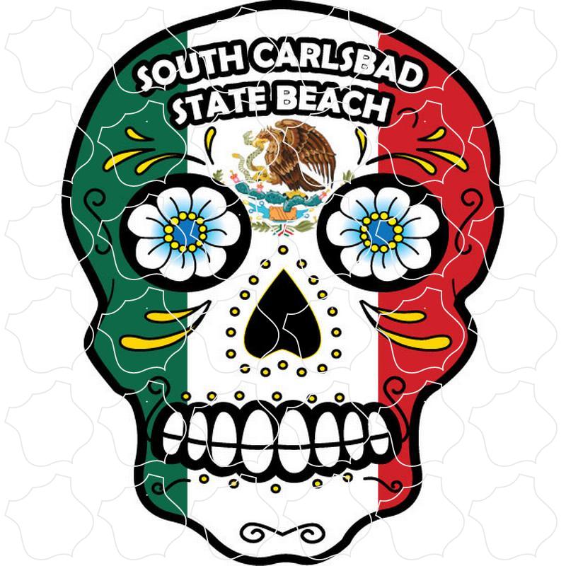 South Carlsbad, CA Mexican Flag Sugar Skull