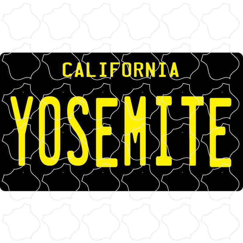 Yosemite, CA California Black License Plate