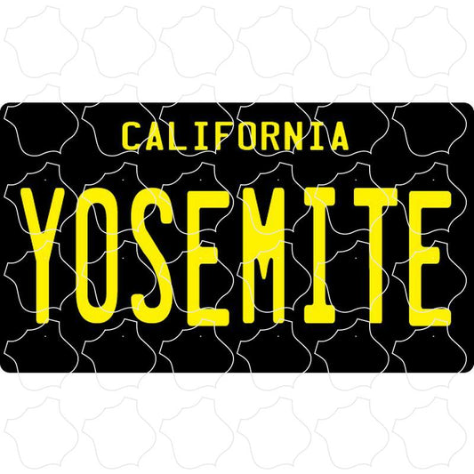 Yosemite, CA California Black License Plate