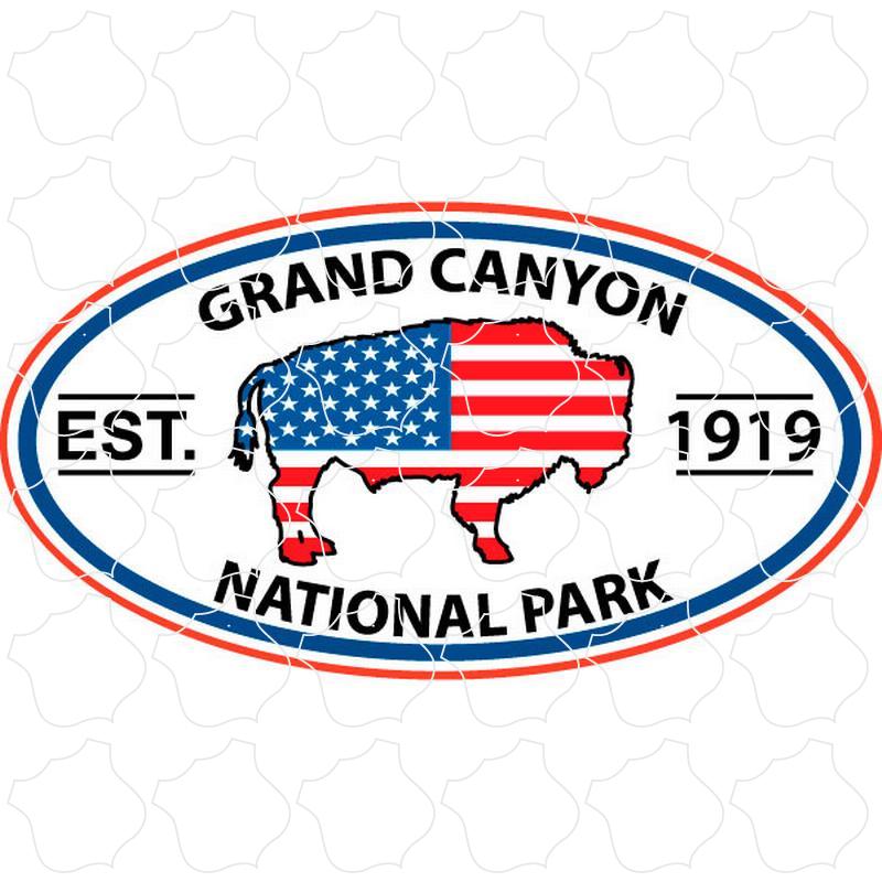 Grand Canyon, National Park Stars Stripes Buffalo Oval