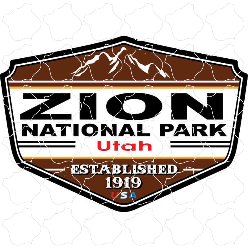 Zion National Park Utah Brown Elevation Shield