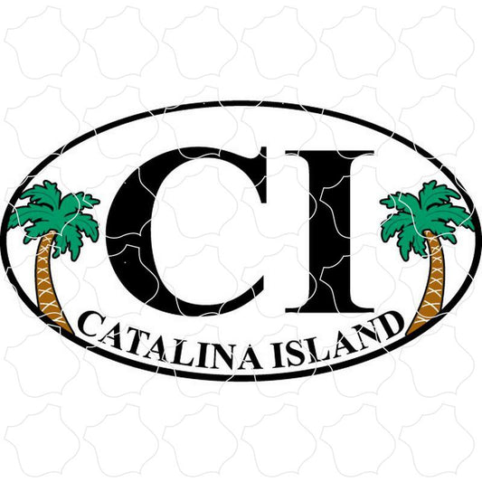 Catalina Island Palm Tree Euro Oval