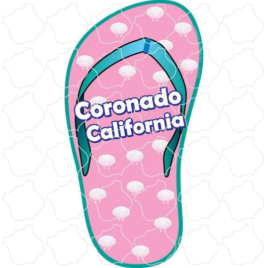 Coronado, CA Pink Shell Print Flip Flop