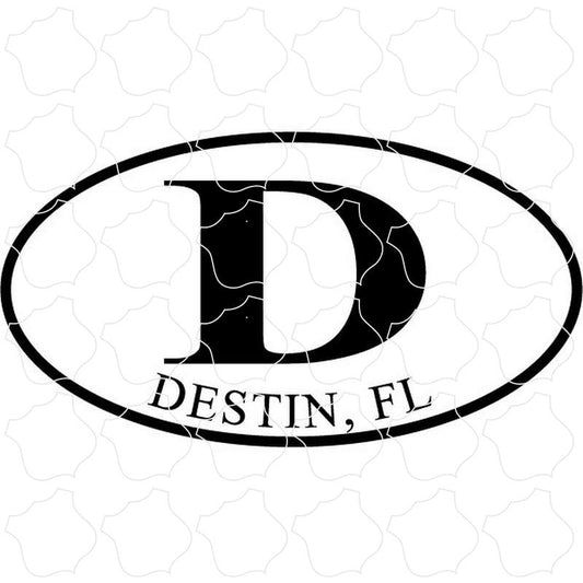 Destin, FL Black and White Euro Oval