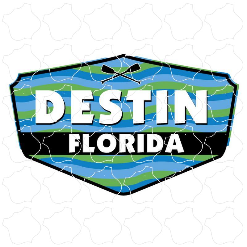 Destin, Florida Blue & Green Wavy Shield