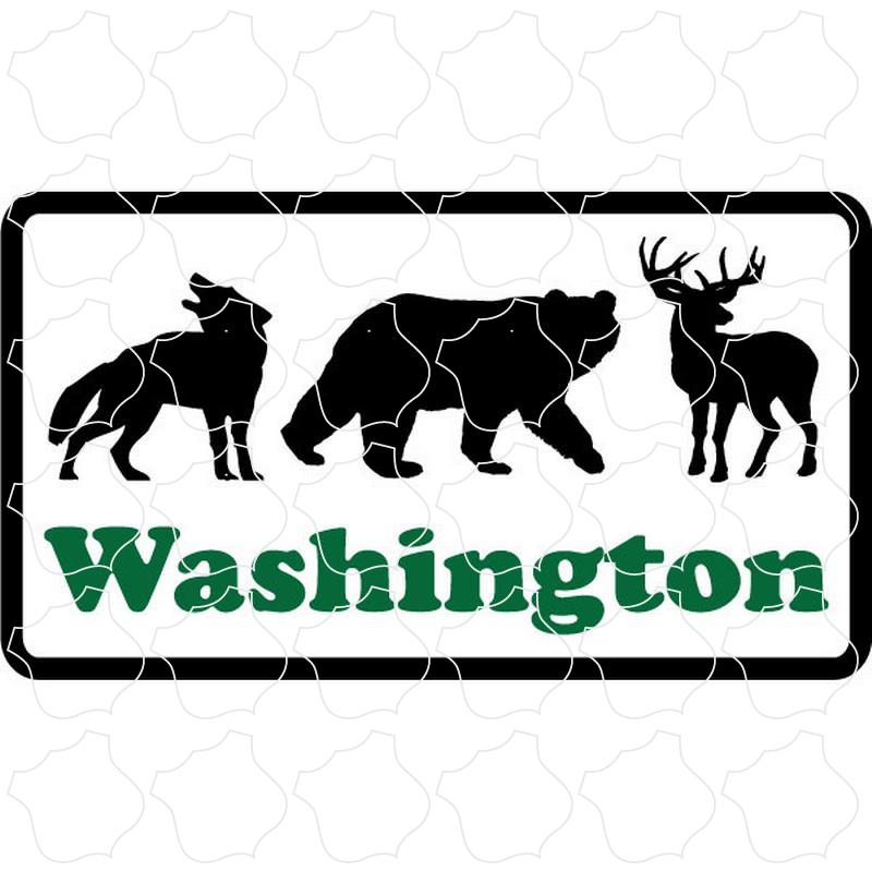 Washington Wolf Bear Deer Rectangle