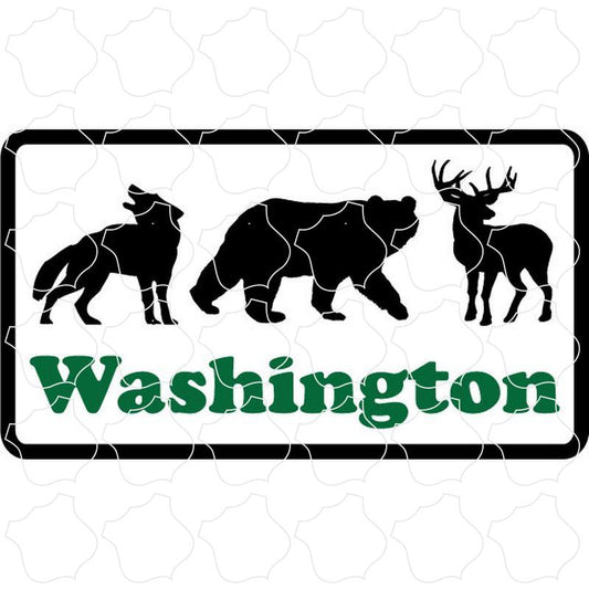 Washington Wolf Bear Deer Rectangle