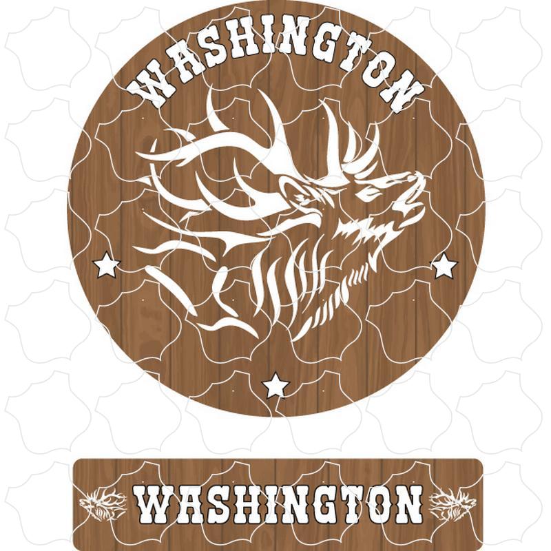 Washington Wood Circle Elk Sign