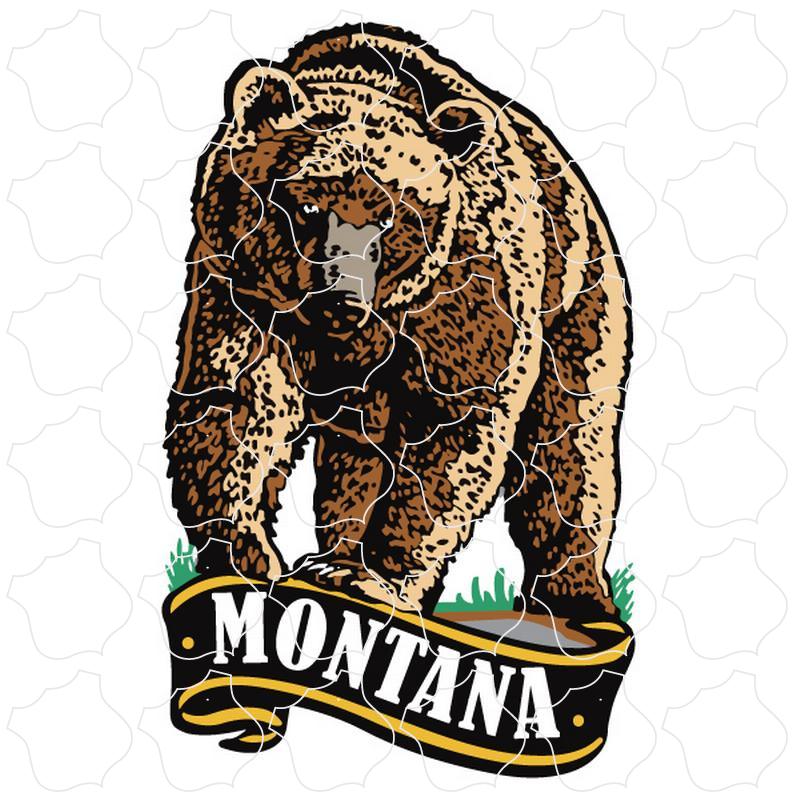 Montana Grizzly Bear with Banner Vertical