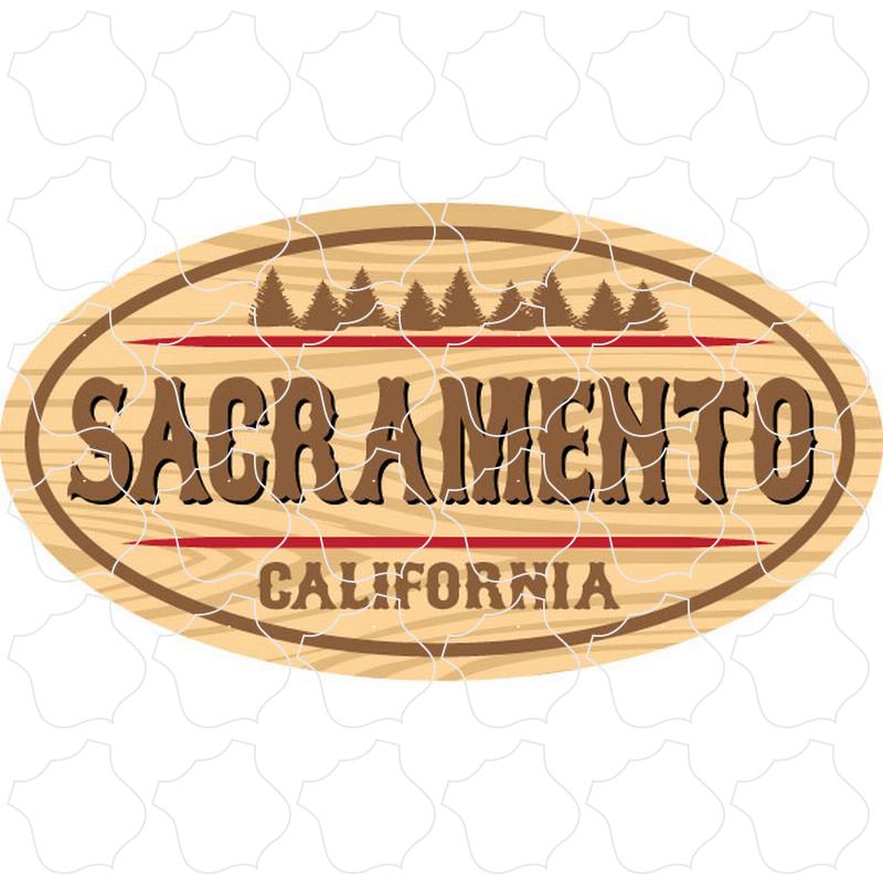 Sacramento, California Wood Grain Oval