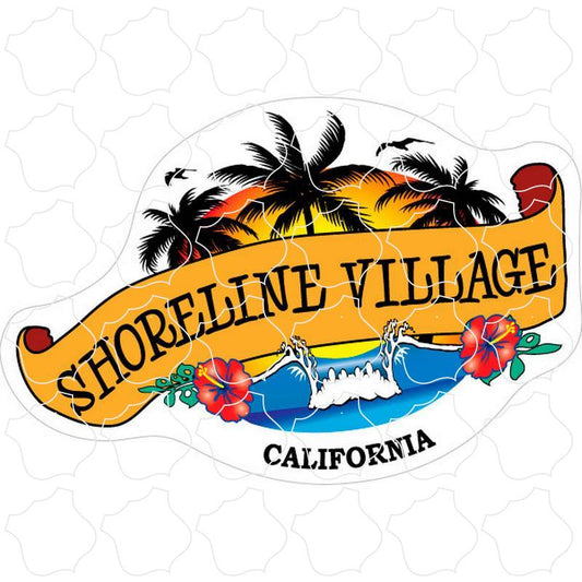 Wave & Palm Trees Scroll Banner Shoreline Village, Long Beach, CA Wave & Palm Trees Scroll Banner