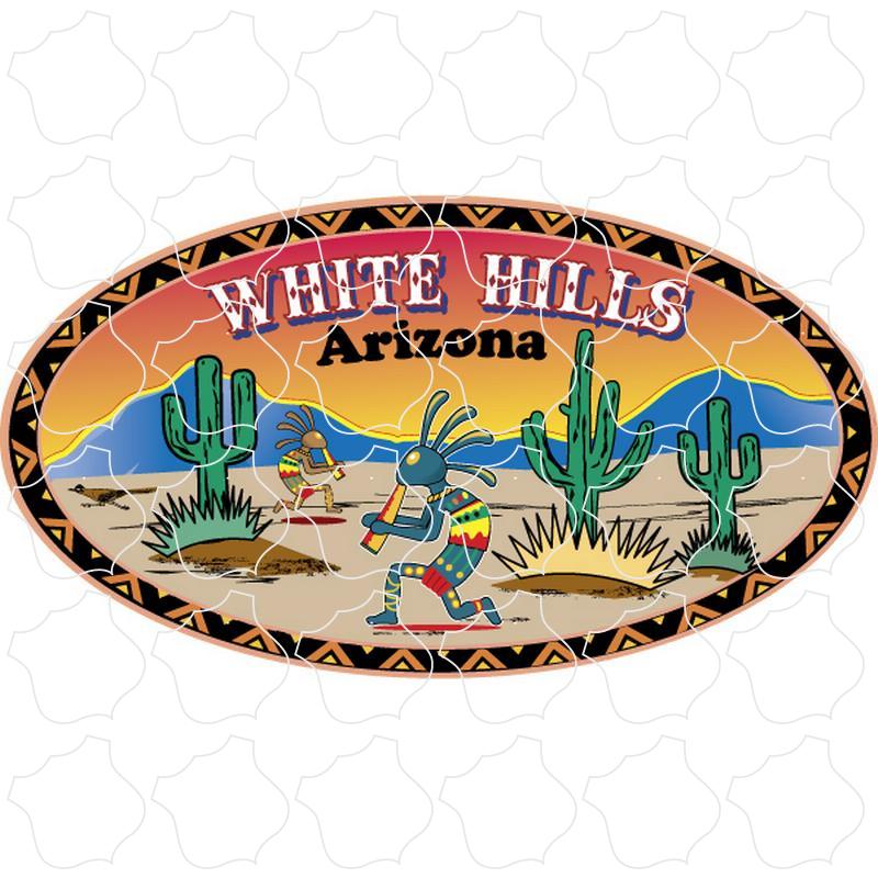 White Hills Arizona Kokopelli Desert Scene Oval