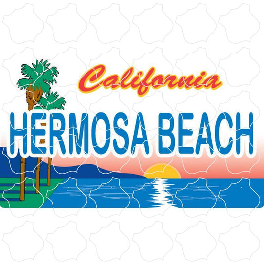 Hermosa Beach Palms Sunset License Plate