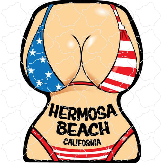 Hermosa Beach, California Flag Bikini Front Torso