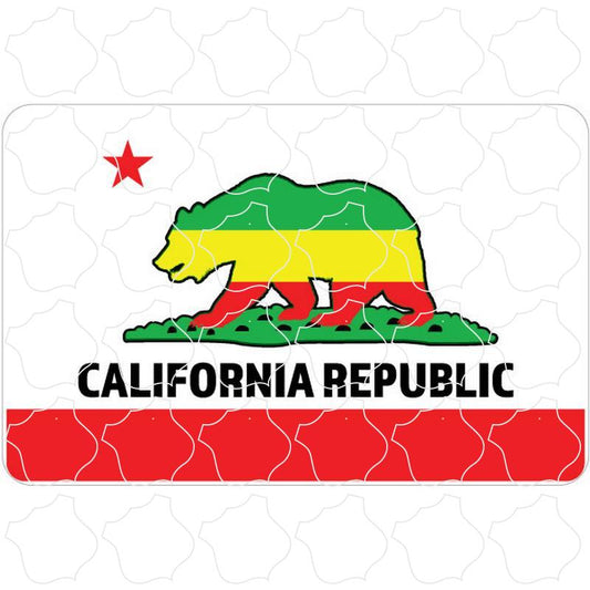 California Republic White California Rasta Flag