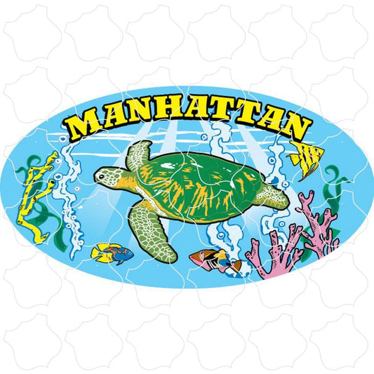 Manhattan Beach Turtle In The Sea Oval