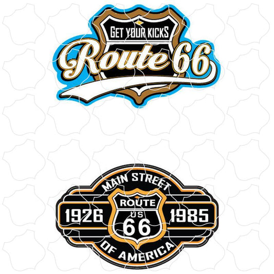 Route 66 Blue Black Shield and Black Sign