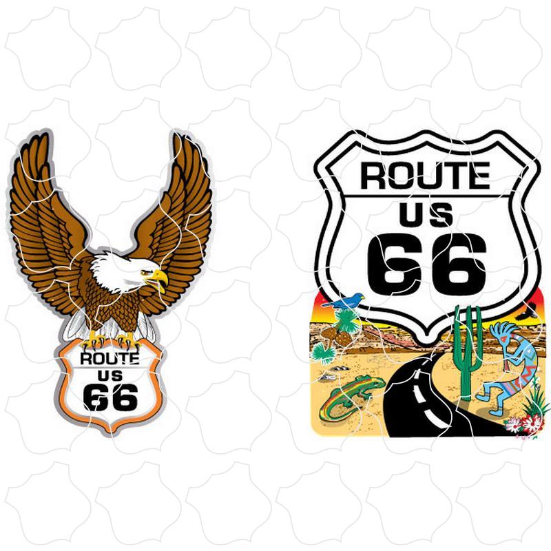 Route 66 Eagle and Desert Route 66 Shield with Kokopelli 2 Up Sticker Sheet