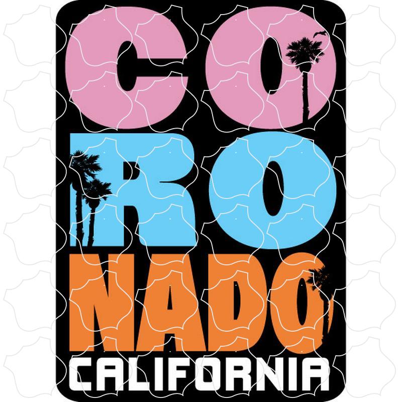 Coronado, California Pastel Stacked Lettering