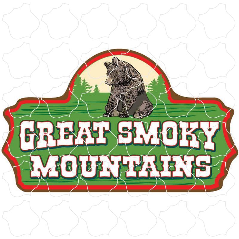 Great Smoky Mountains Green Sitting Bear Sign