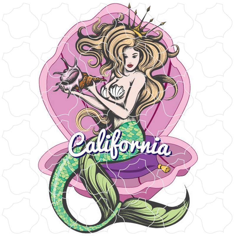 California Mermaid In A Shell