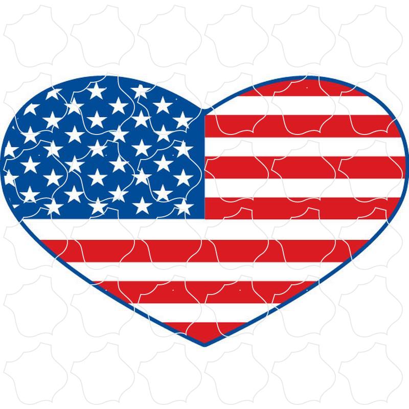 US Flag Heart Shape