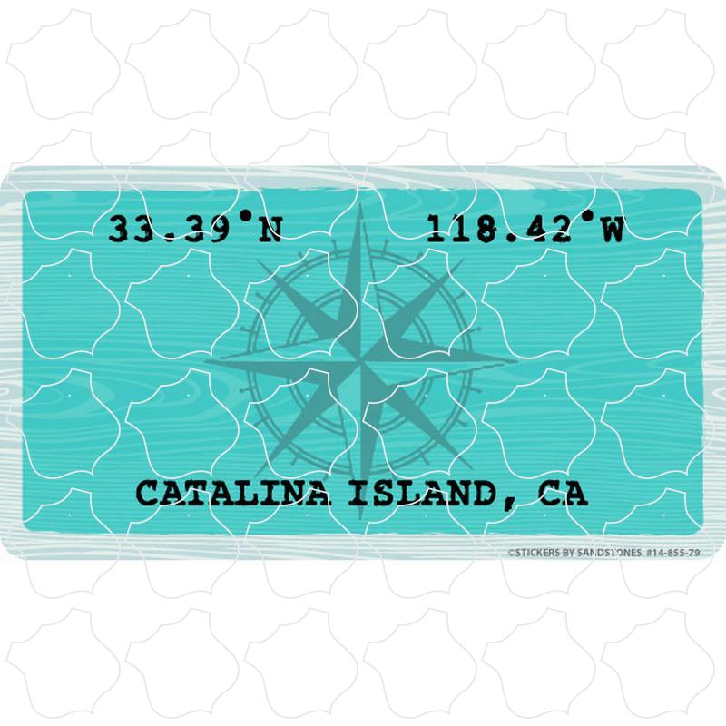 Catalina Island, CA Latitude & Longitude Blue Sign