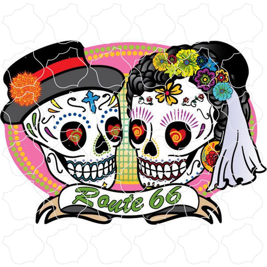 Route 66 Love Is Forever Skulls