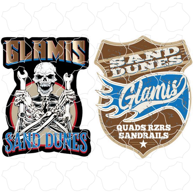 Glamis Sand Dunes Wrench Skeleton & Brown Shield 2 Up Sticker Sheet