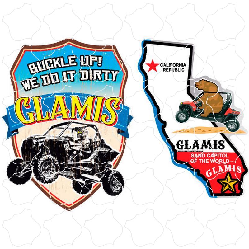 Glamis Buckle Up & CA State Shape 2 Up Sticker Sheet