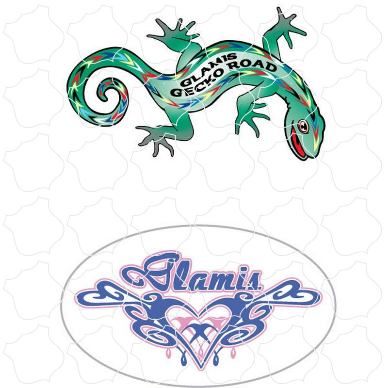 Glamis Gecko & Tribal Heart 2 Up Sticker Sheet