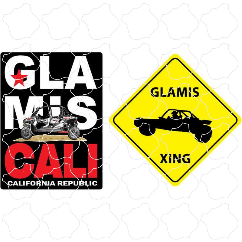 Glamis California Republic & ATV Crossing 2 Up Sticker Sheet