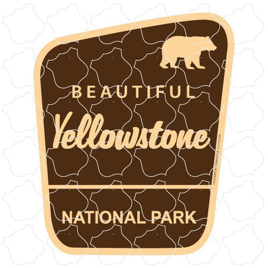 Yellowstone National Park Brown Angled Park Sign