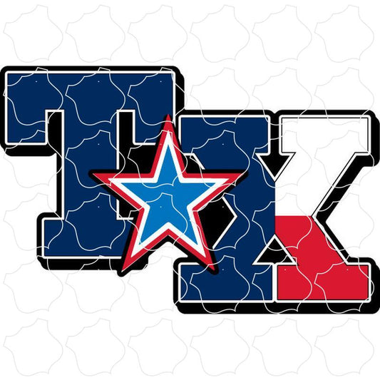 Texas Big Block Letters Star