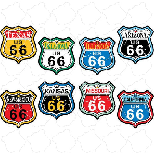 Route 66 Color Shields