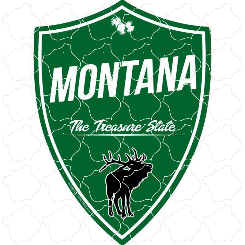 Montana Elk on Green Vertical Shield