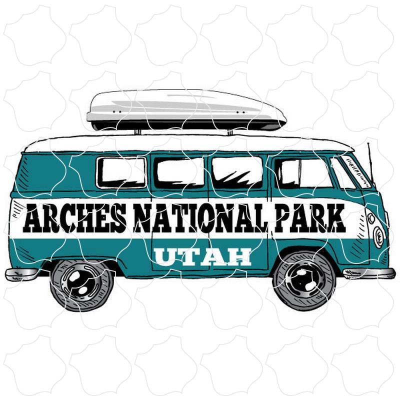 Teal Bus Side View Shell Top Arches, UT Bus Side View Shell Top