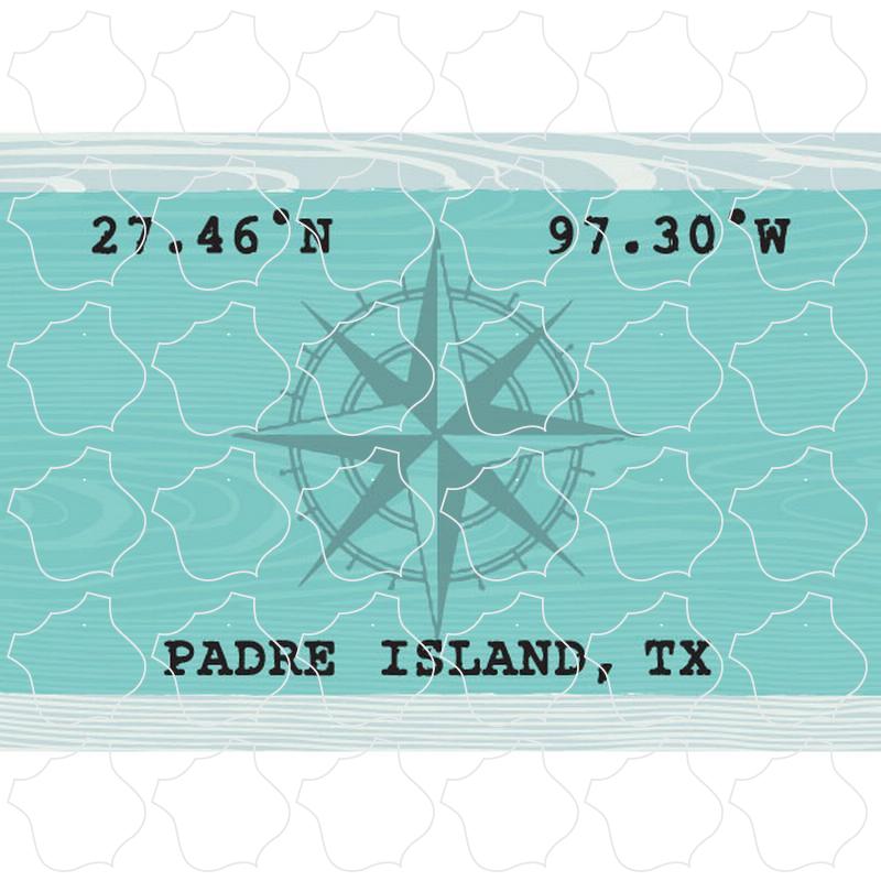 Padre Island, TX Latitude & Longitude Blue Sign