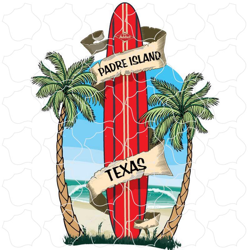 Padre Island, TX Standing Red Surfboard