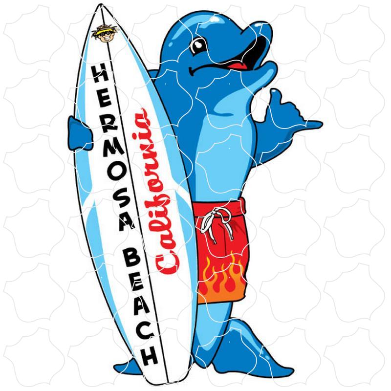 Hermosa Beach, CA Standing Dolphin With Hermosa Beach, CA Standing Dolphin With Surfboard