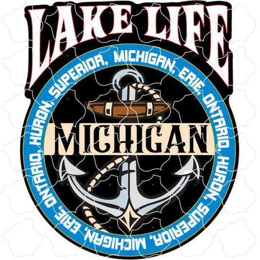 Lake Life Michigan Anchor in Black Circl Lake Life Michigan Anchor in Black Circle