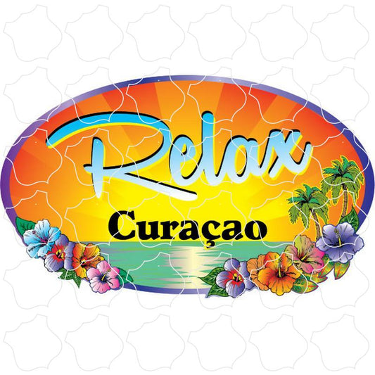 Relax Beach Scene Oval Curacao Relax Beach Scene Oval