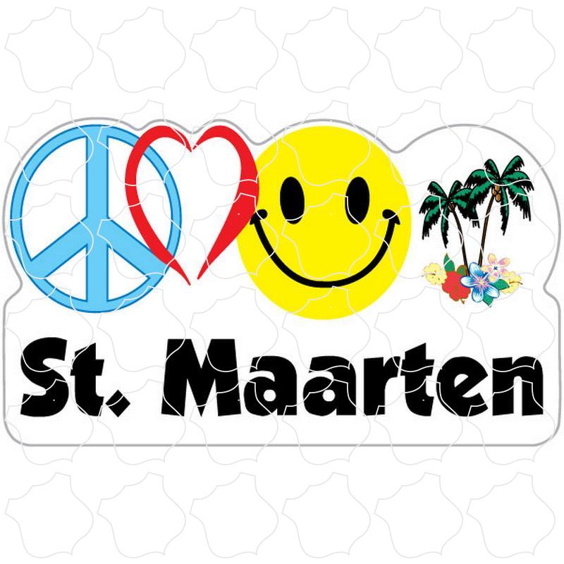 St Maarten Peace Heart Happy Palms