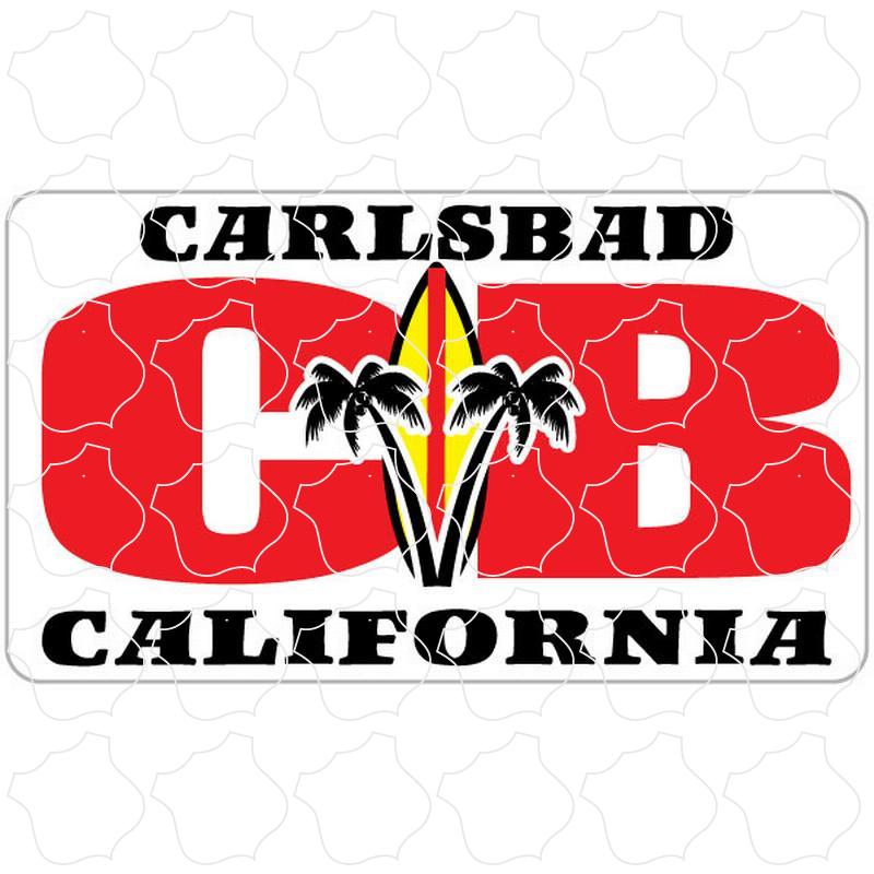 Carlsbad, CA Fat Letters Surfboard Palm Trees