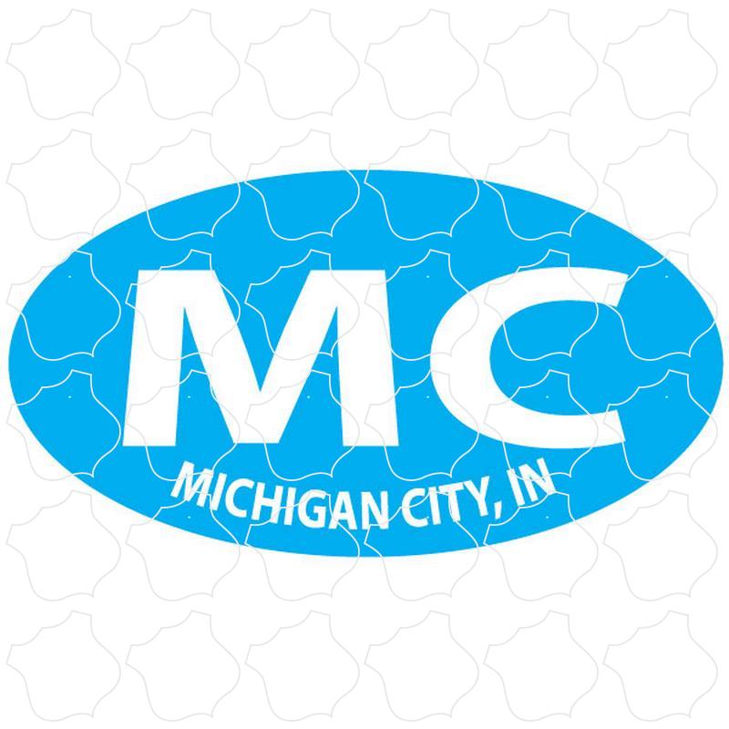 Michigan City MC White on Light Blue Eur Michigan City, IN MC White on Light Blue Euro Oval