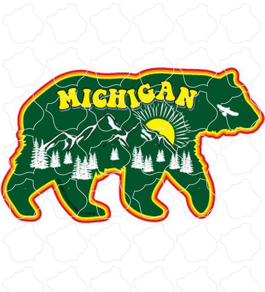 Michigan Green Retro Bear